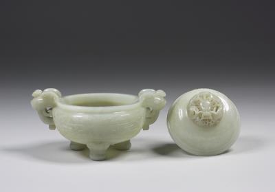 图片[2]-Jade incense burner with animal-mask pattern, Qing dynasty (1644-1911)-China Archive